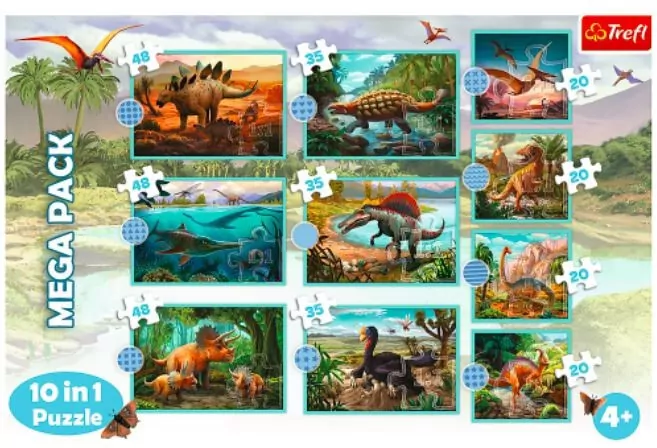 Poznaj wszystkie dinozaury. Puzzle 10w1 - tantis.pl