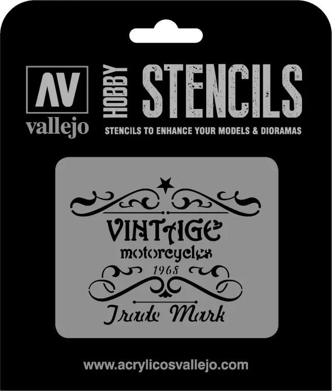 Vallejo: ST-LET005 - Stencils - Vintage Motorcycles Sign - tantis.pl
