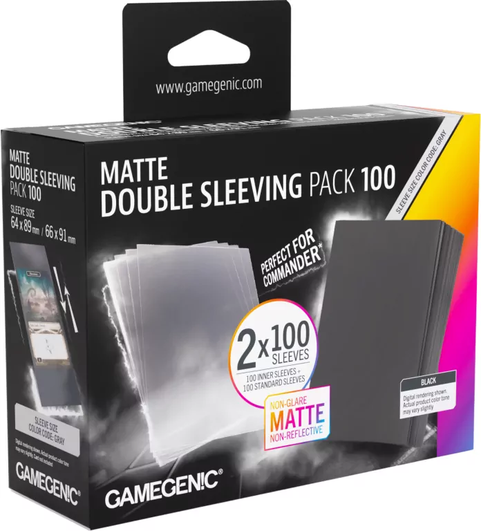 Gamegenic: Matte Double Sleeving Pack (64x89 mm/66x91mm) - Black - 2x100 sztuk - tantis.pl