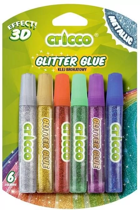 Klej brokatowy 3D neon 10g 6 kolorów CRICCO - tantis.pl