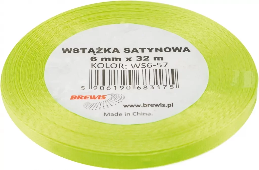 Wstążka satynowa jasna zielona 6mmx32m - tantis.pl
