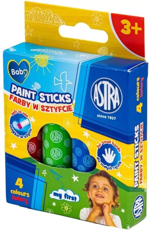 Farby w sztyfcie okrągłe 4kol Jumbo Baby ASTRA - tantis.pl