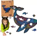 Puzzle drewniane eko 125. Potężny wieloryb A3 - tantis.pl