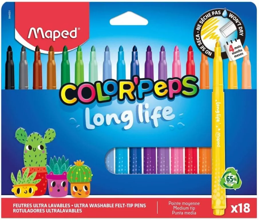 Flamastry Long Life 18kol MAPED - tantis.pl