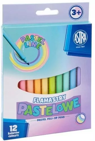 Astra. Flamastry pastelowe, 12 kolorów - tantis.pl