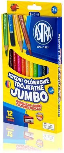 Kredki ołówkowe jumbo trójkątne. 12 kolorów - tantis.pl