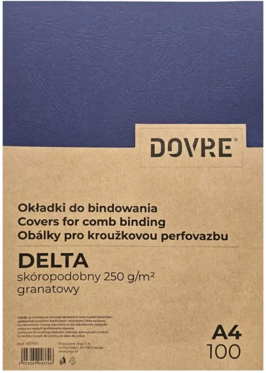 Okładka do bindowania A4 granatowa Delta (100 szt) - tantis.pl