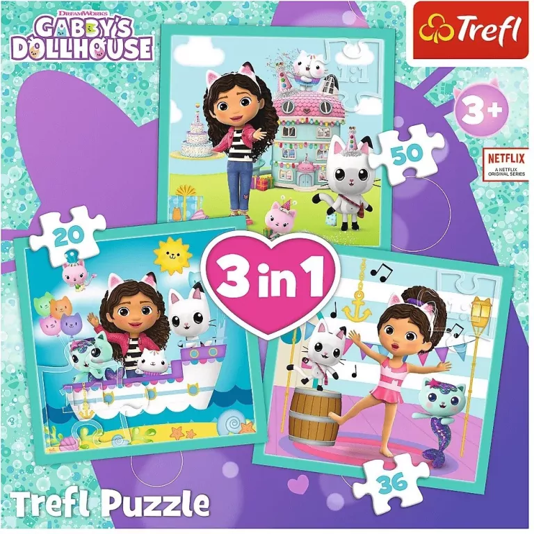 Trefl. Puzzle 3w1. Aktywności Gabby - tantis.pl