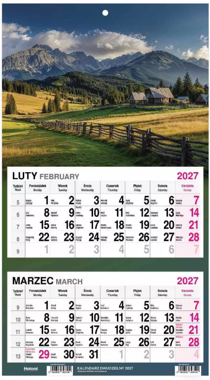 Kalendarz 2027 Dwudzielny Góry - tantis.pl