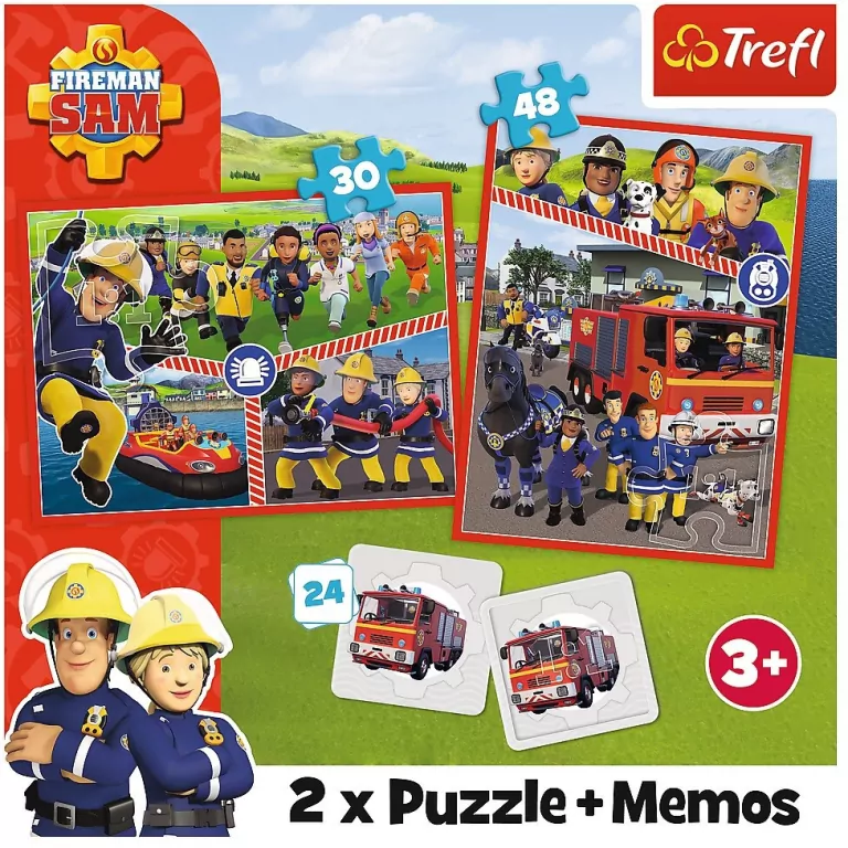 Trefl. Puzzle 2w1 + memos. Drużyna Strażaka Sama - tantis.pl