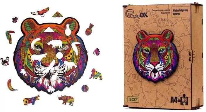 Puzzle drewniane eko 66 Majestatyczny tygrys A4 - tantis.pl