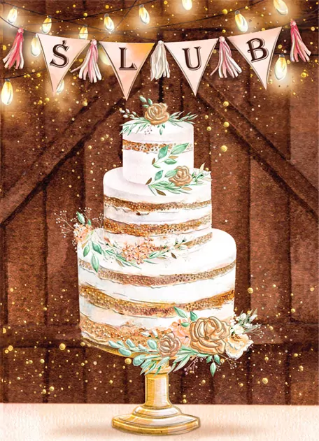 Karnet B6 Ślub z kieszonką - Tort boho - tantis.pl