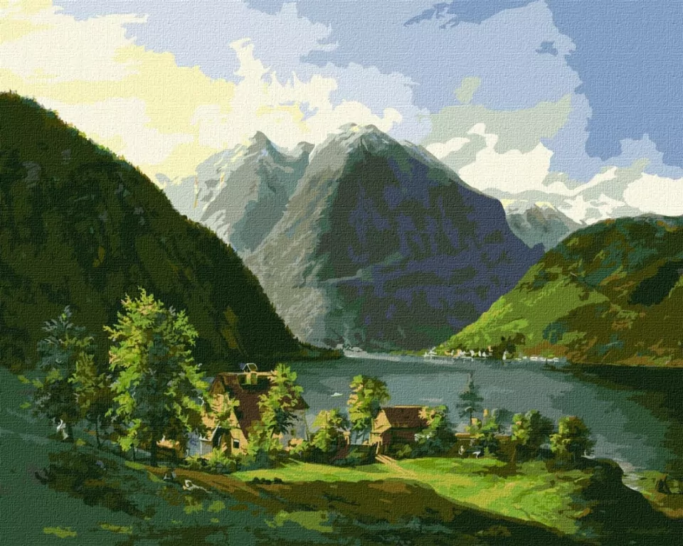 Malowanie po numerach - Jeziorowy pejzaż 40x50cm - tantis.pl