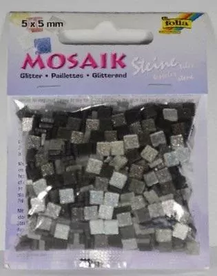 Mozaika kamyczki brokatowe 5x5mm szary - tantis.pl