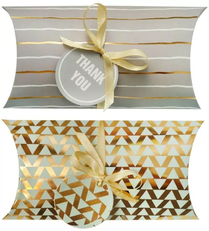 Pudełko na prezenty 22x10. Pastelowo-złote - tantis.pl