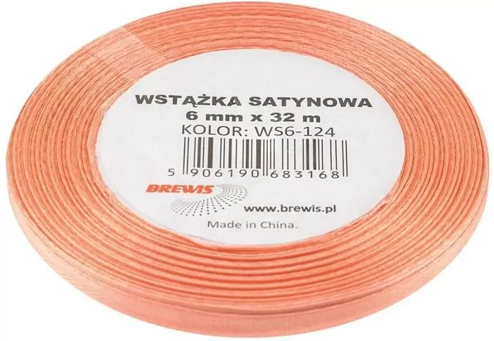 Wstążka satynowa łososiowa 6mmx32m - tantis.pl