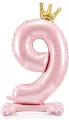 Stojący balon foliowy cyfra 9 84cm jasny róż - tantis.pl