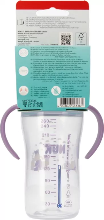 NUK. Butelka do nauki picia. 260 ml. Hipopotam - tantis.pl