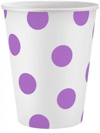 Kubeczki papierowe Groszki lawendowe 250ml - tantis.pl