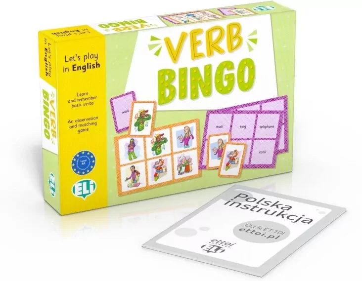 Gra językowa. Angielski Verb bingo. Opr. karton - tantis.pl