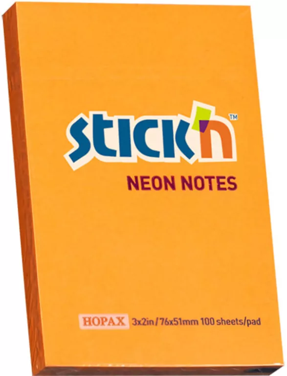 Notes samoprzylepny 76x51mm neon pomarańczowy - tantis.pl
