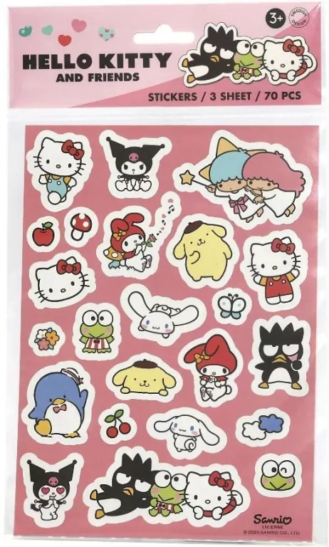 Zestaw naklejek Hello Kitty 70szt - tantis.pl