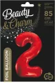 Balon foliowy 85cm. Cyfra 2. Czerwona - tantis.pl