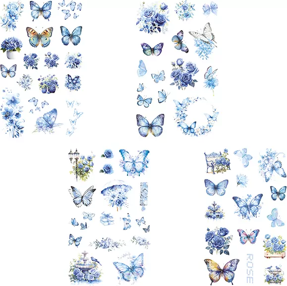 Naklejki foliowe 4 plansze motyle, kwiaty - tantis.pl