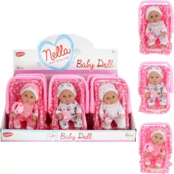Lalka Nella bobas w nosidełku 20 cm, mix