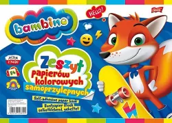 Zeszyt papierów kolorowych, samoprzylepnych A4. Bambino