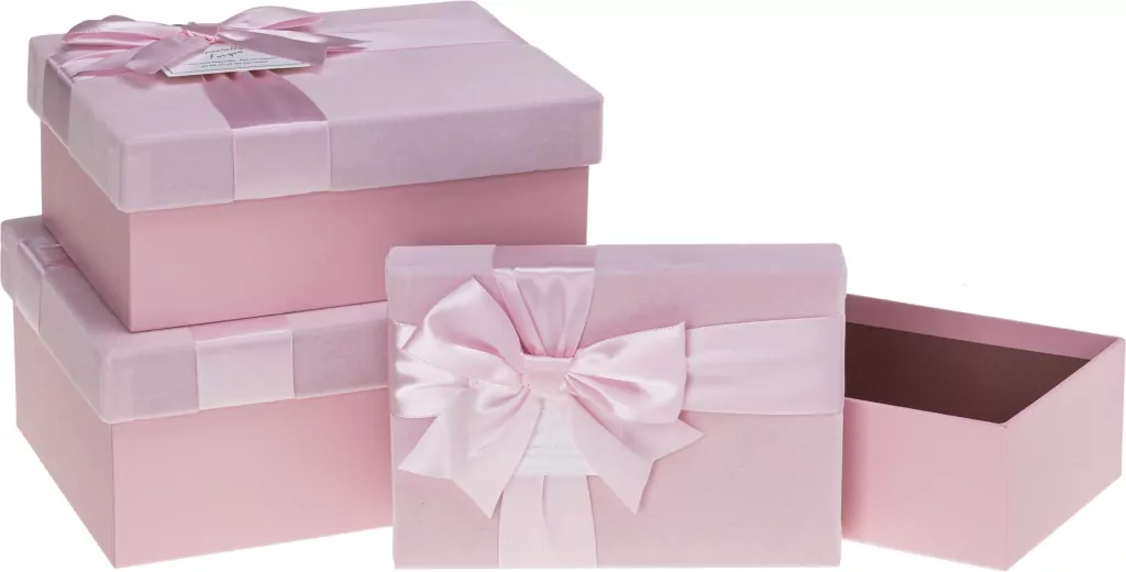 Pudełko prezentowe z kokardą różowy ROZETTE - tantis.pl