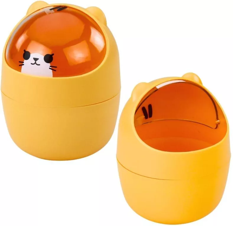 Mini kosz na biurko Miś pomarańczowy 1L 16cm - tantis.pl
