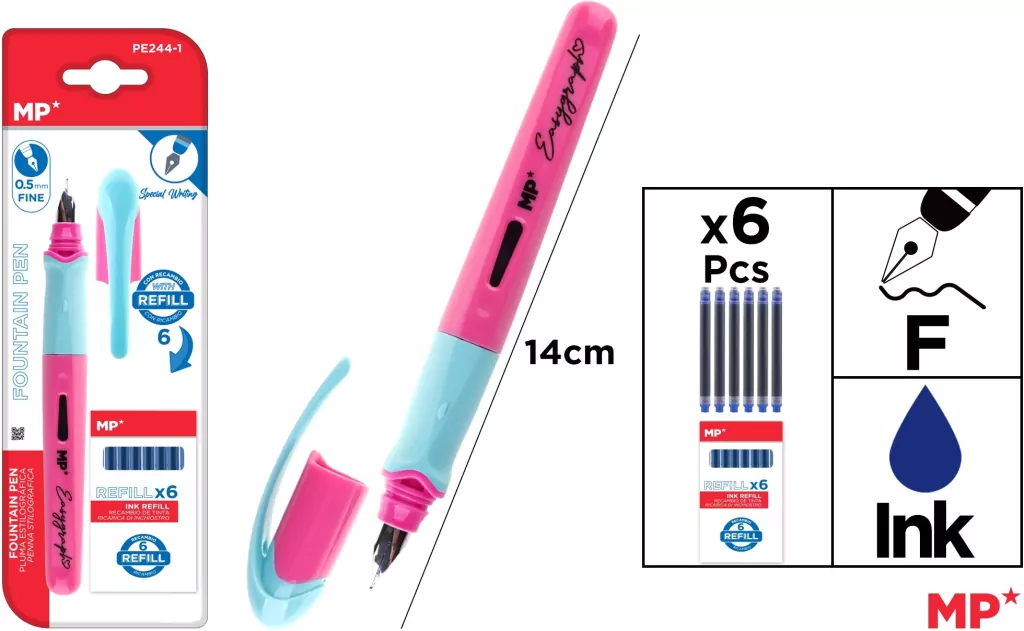 Pióro wieczne 0,5mm z wkładami różowe - tantis.pl