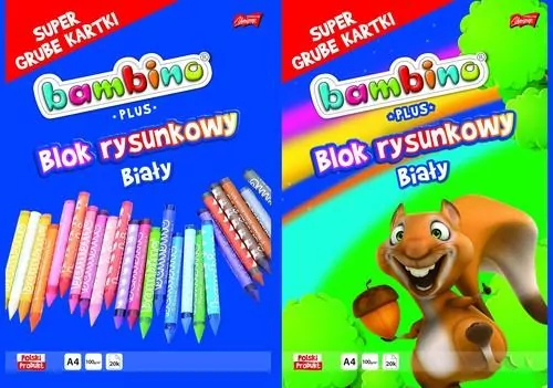 Blok rysunkowy A4 Bambino Plus 20 kartek 10 sztuk mix - tantis.pl