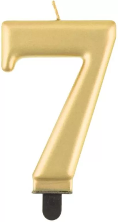 Świeczka cyferka 7 Beauty&Charm metalik złota 8cm - tantis.pl