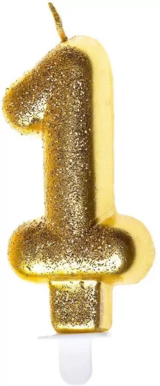 Świeczka urodzinowa 1 złoty brokat - tantis.pl