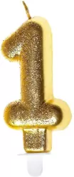 Świeczka urodzinowa 1 złoty brokat