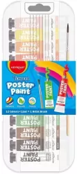 Farby plakatowe + pędzelek 12x12ml