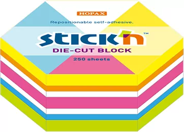Notes sześciokąt 61x70mm 5 kol. neon+biały 250k. - tantis.pl