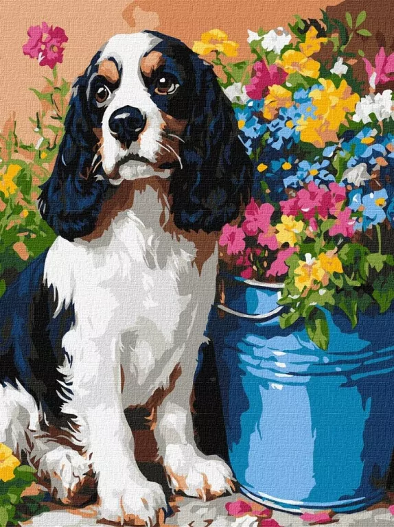 Malowanie po numerach - Uroczy spaniel 30x40cm - tantis.pl