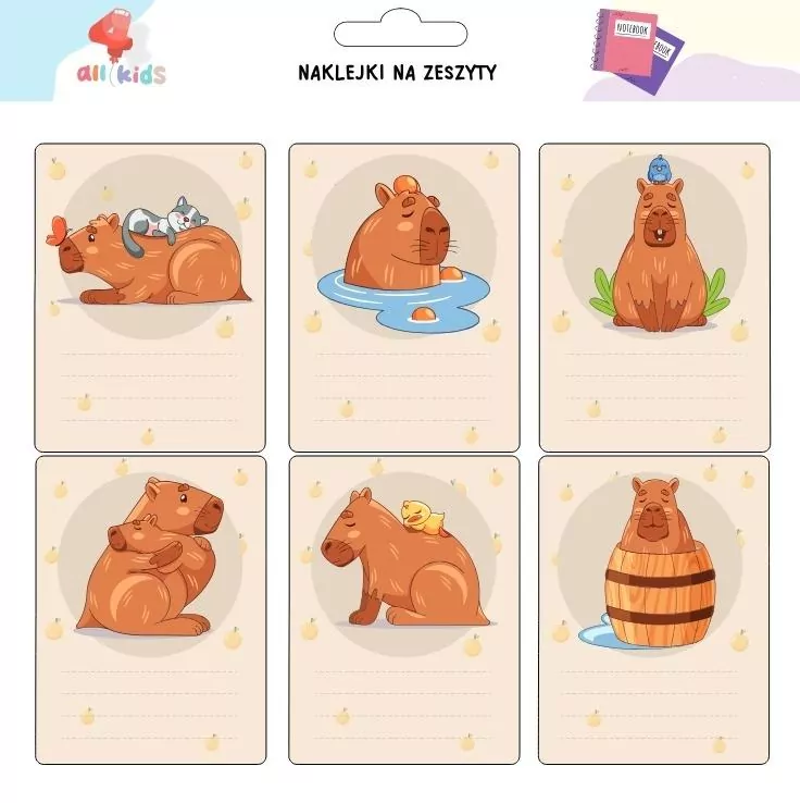 Naklejki na szafkę i zeszyt Kapibara 1 - tantis.pl