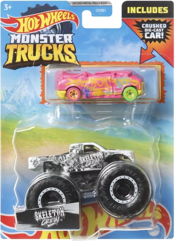 Hot Wheels Monster Trucks Pojazd 1:64 + autko, mix - tantis.pl