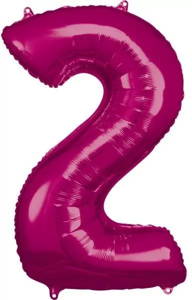 Balon foliowy cyfra 2 różowa 57x86cm - tantis.pl