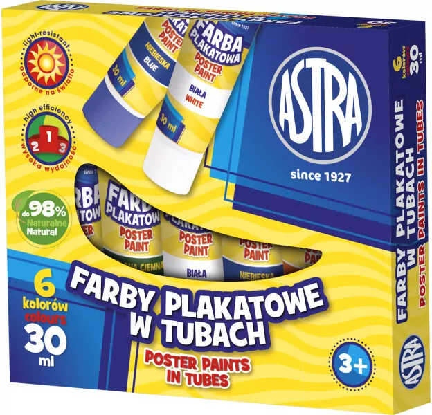 Farby plakatowe w tubach. 6 kolorów - tantis.pl