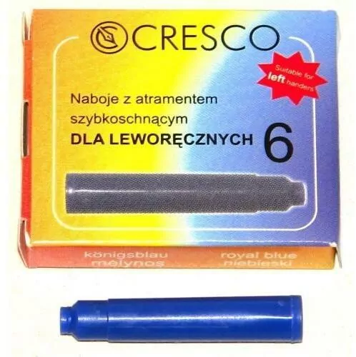 Naboje do piór niebieskie dla leworęcznych,  6 sztuk - tantis.pl