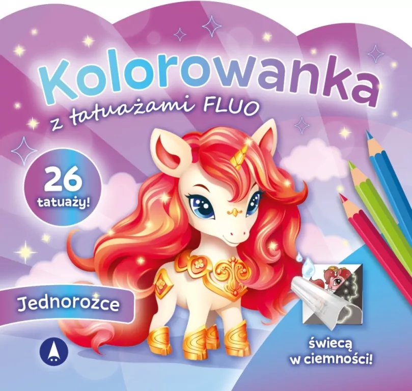 Kolorowanka z tatuażami fluo. Jednorożce - tantis.pl