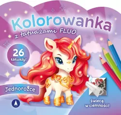 Kolorowanka z tatuażami fluo. Jednorożce