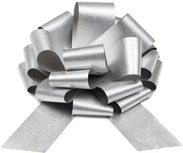 Kokarda dekoracyjna DIY srebrny 30cm - tantis.pl