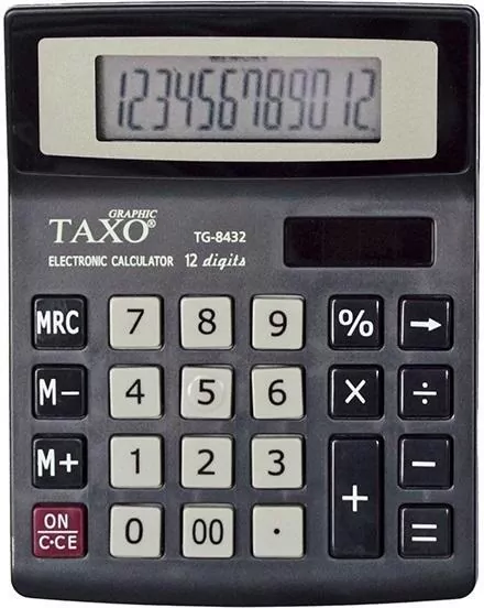 Kalkulator Taxo 12- pozycyjny. Czarny - tantis.pl