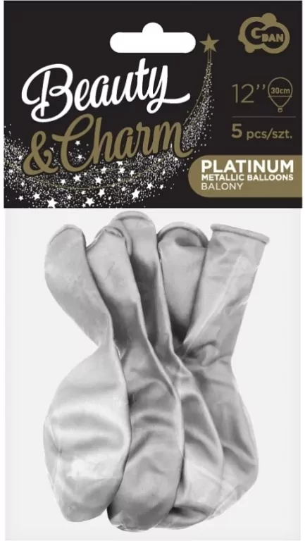 Balony Beauty&Charm platynowe srebrne 30cm - tantis.pl